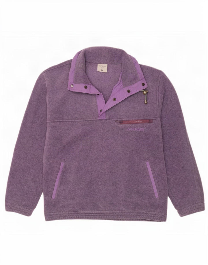 Astrolabio Mens Button Neck Fleece Jumper Medium Purple