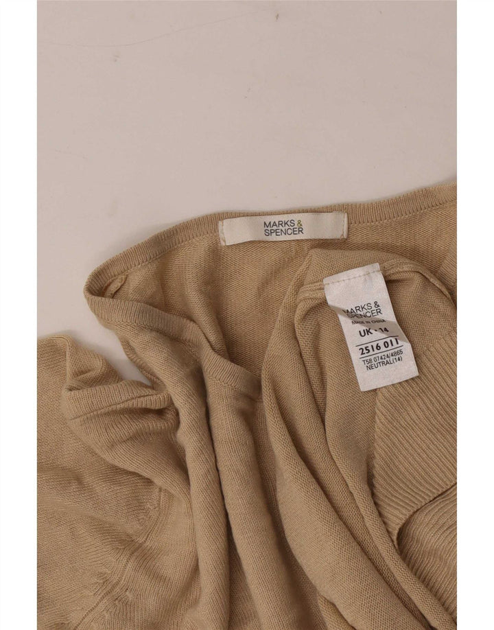 Marks & Spencer Womens Cardigan Sweater UK 14 Large Beige Acrylic