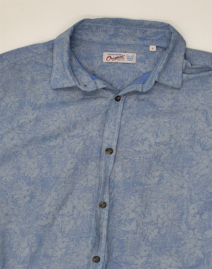 JACK & JONES Mens Shirt Small Blue Floral Cotton | Vintage Jack & Jones | Thrift | Second-Hand Jack & Jones | Used Clothing | Messina Hembry 