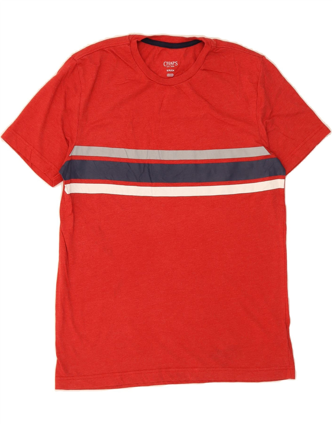 CHAPS Mens T-Shirt Top Small Red Striped Cotton Vintage Chaps and Second-Hand Chaps from Messina Hembry 