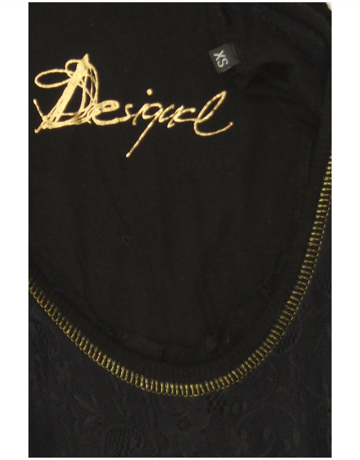 Desigual Womens Graphic Blouse Top UK 6 XS Black Floral