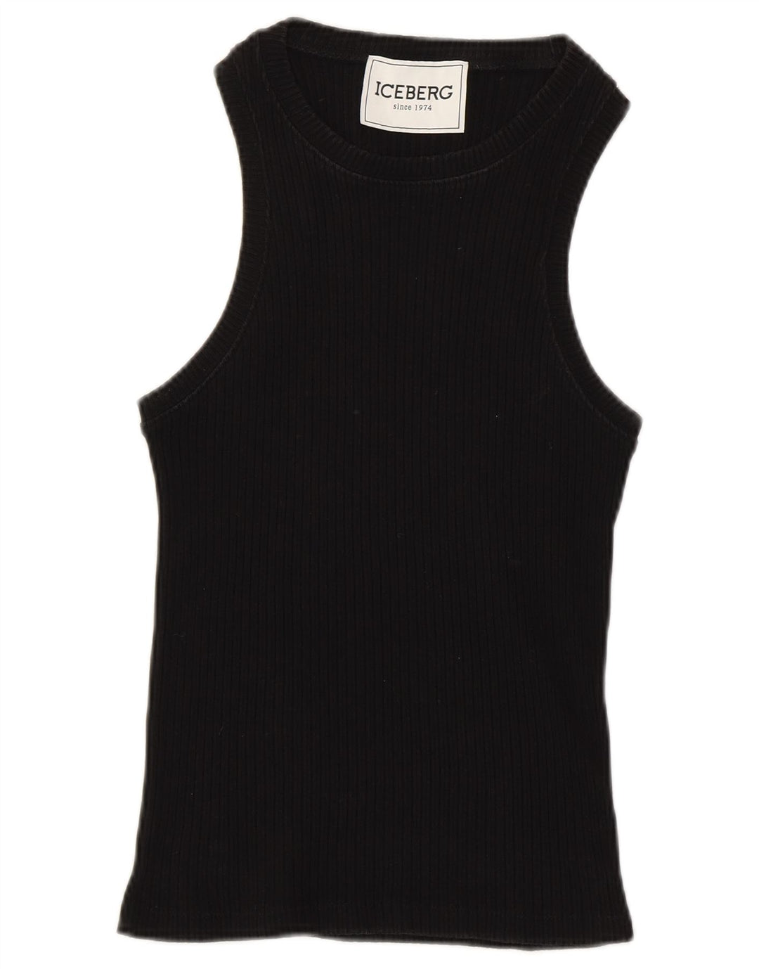 ICEBERG Womens Vest Top IT 42 Medium Black Cotton