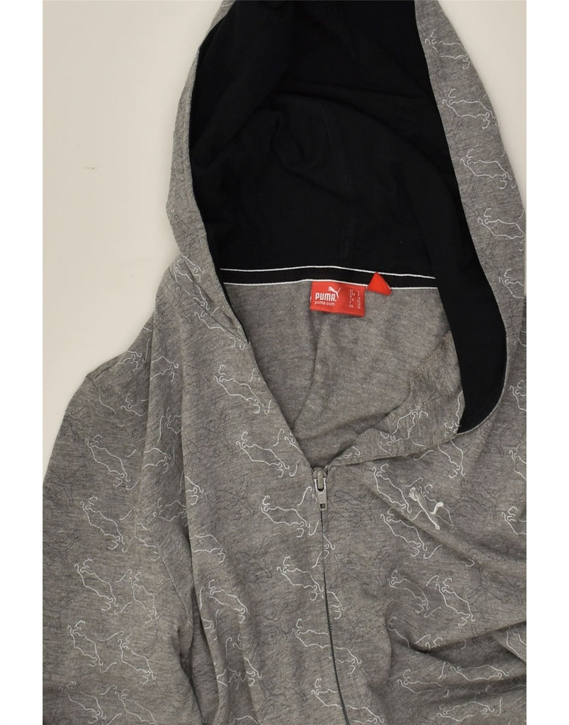 PUMA Womens Graphic Zip Hoodie Sweater UK 10 Small Grey Cotton | Vintage Puma | Thrift | Second-Hand Puma | Used Clothing | Messina Hembry 