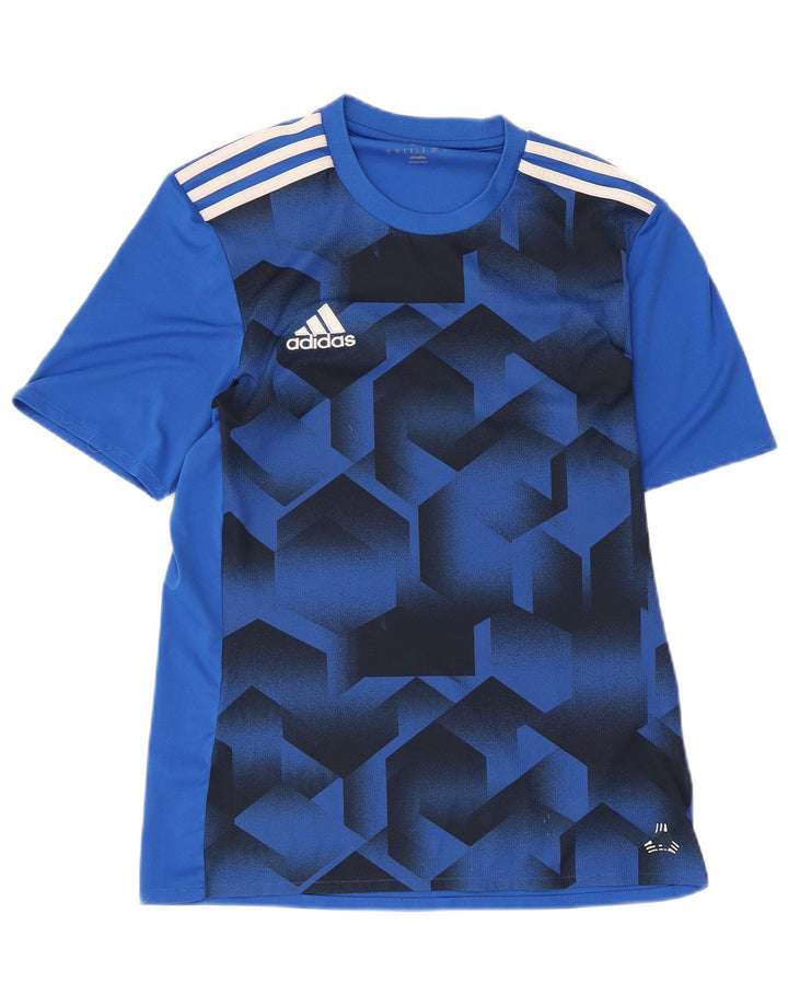 Adidas Mens Climalite Graphic T-Shirt Top Small Blue Geometric Polyester