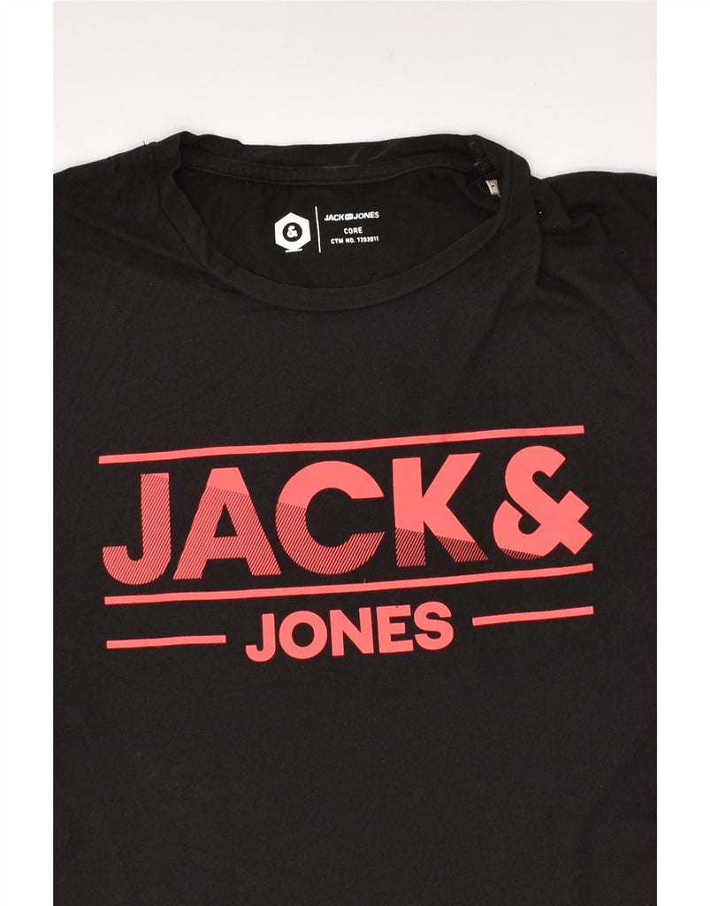 JACK & JONES Mens Core Slim Graphic T-Shirt Top Large Black Cotton | Vintage Jack & Jones | Thrift | Second-Hand Jack & Jones | Used Clothing | Messina Hembry 