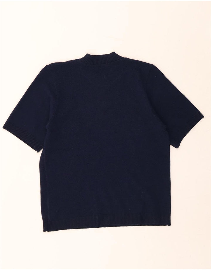 LIZZI CLARKE Womens Crew Neck Jumper Sweater UK 14 Medium Navy Blue Vintage Lizzi Clarke and Second-Hand Lizzi Clarke from Messina Hembry 