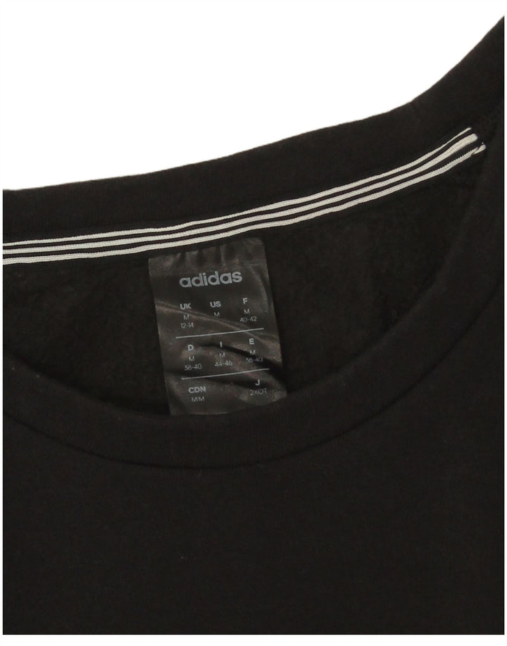 Adidas Womens Sweatshirt Jumper UK 12/14 Medium Black Cotton