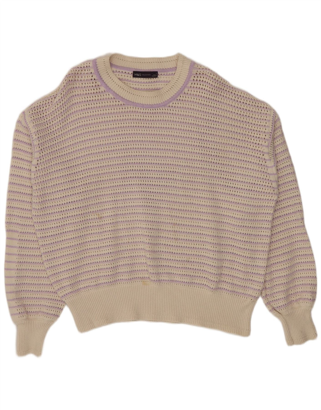 Marks & Spencer Womens Boat Neck Jumper Sweater UK 16 Large Off White
