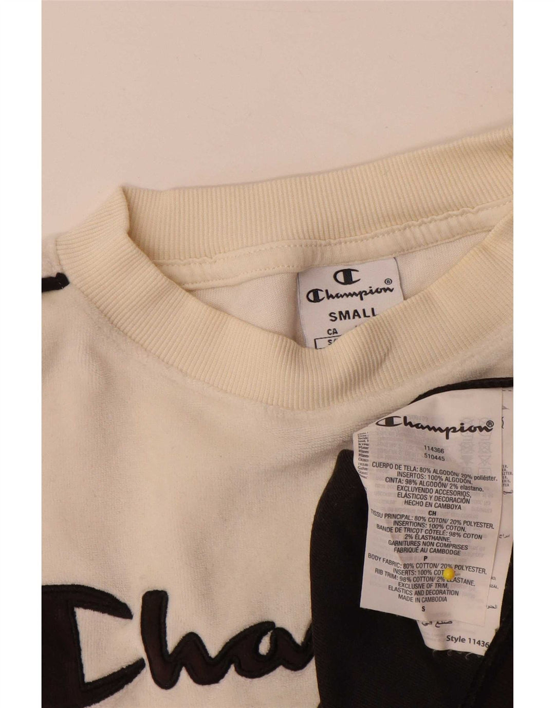 Champion Womens Oversized Graphic Sweatshirt Jumper UK 10 Small Black