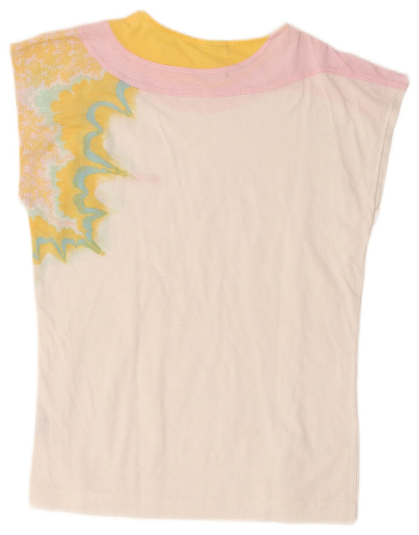 Ellesse Womens Sleeveless Graphic T-Shirt Top IT 40 Small White Retro