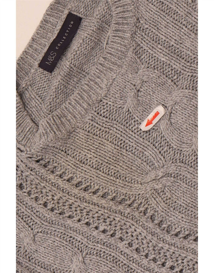 Marks & Spencer Womens Oversized Crew Neck Jumper Sweater UK 14 Large Grey