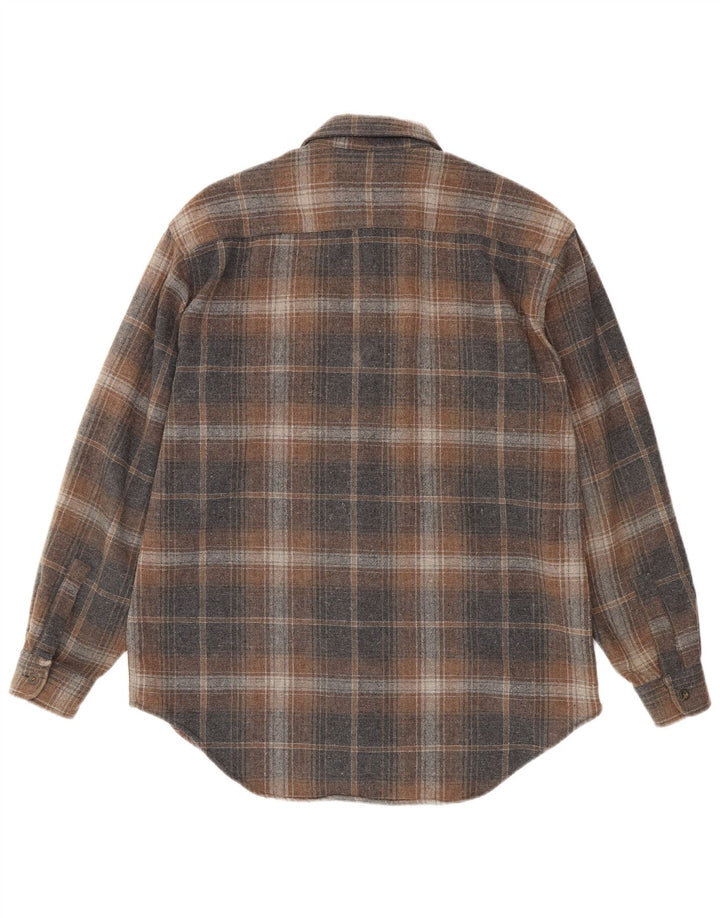 Stefanel Mens Flannel Shirt Medium Brown Check