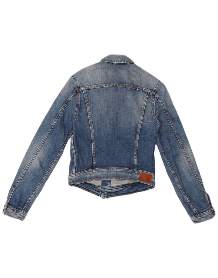 PEPE Jeans Womens Crop Denim Jacket UK 8 Small Blue Cotton