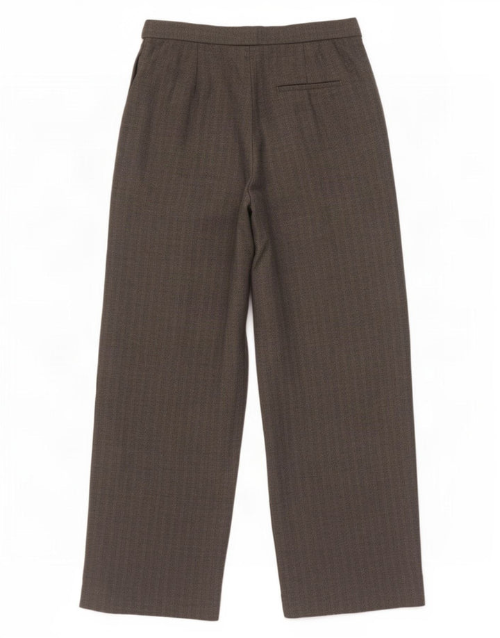 Zara Womens Loose Fit Trousers Medium W30 L30 Grey Herringbone Polyester