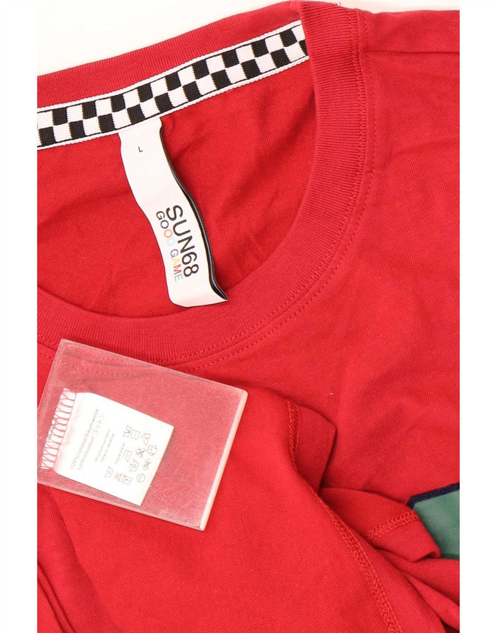 Sun68 Mens Graphic T-Shirt Top Large Red Cotton