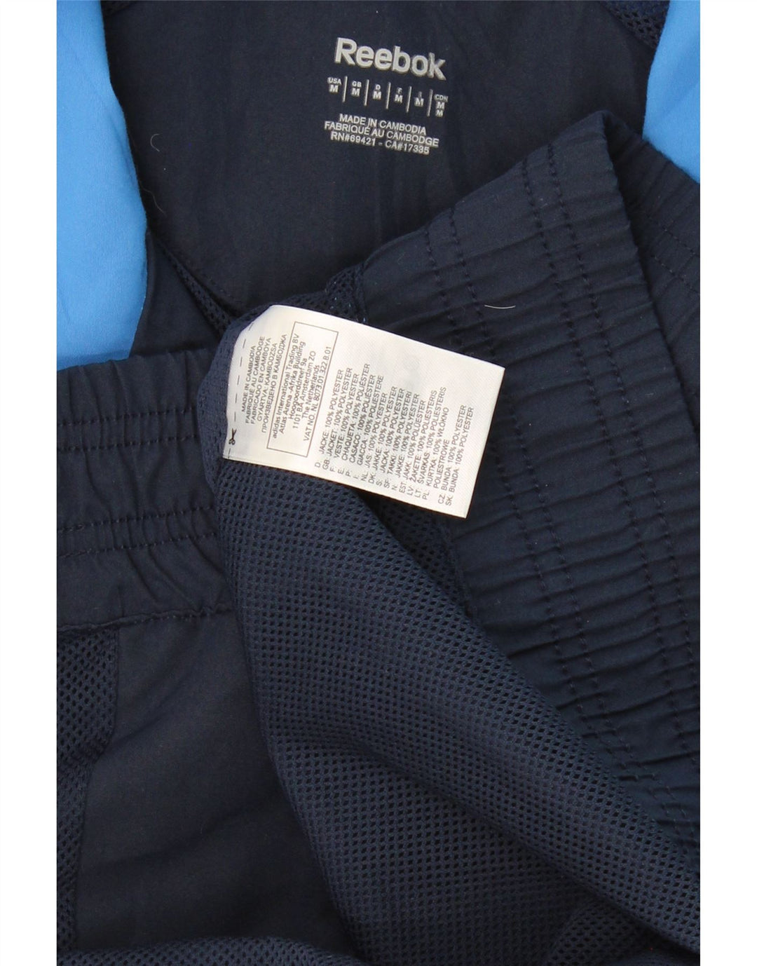 REEBOK Womens Tracksuit Top Jacket UK 14 Medium Navy Blue Colourblock
