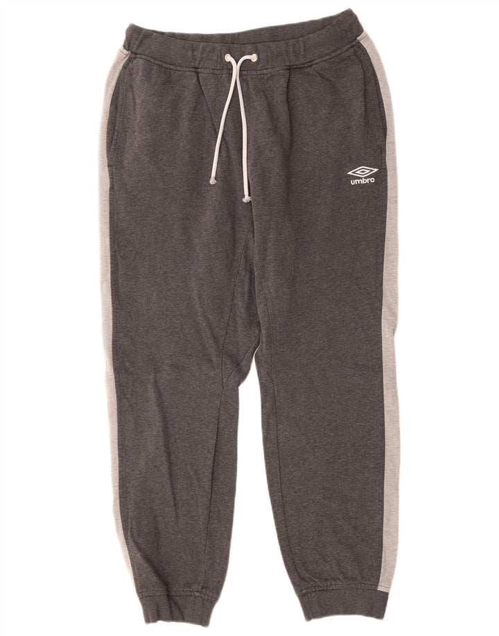 UMBRO Mens Tracksuit Trousers Joggers Large  Grey Colourblock Cotton