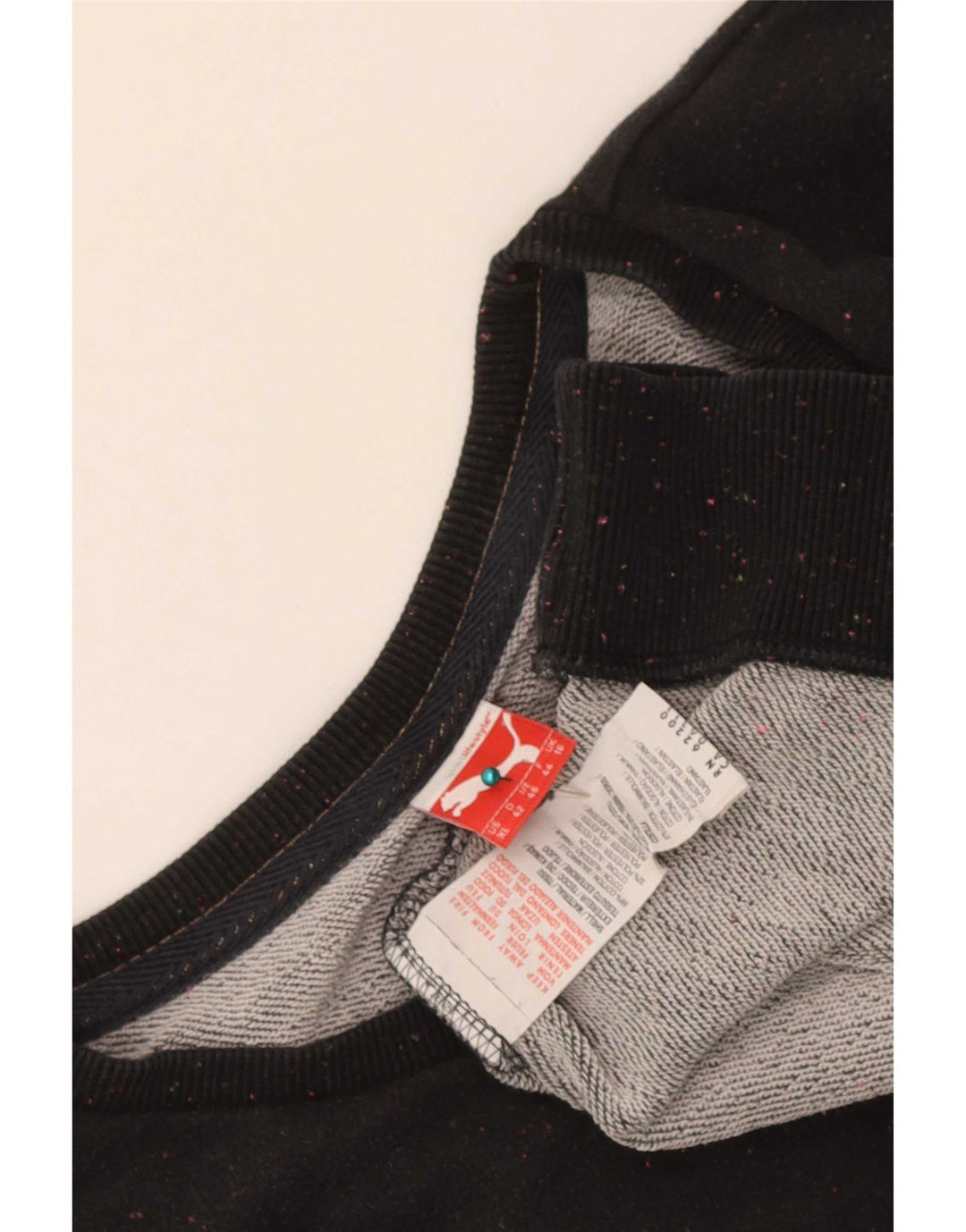 Puma Womens Oversized Sweatshirt Jumper UK 16 Large Black Flecked Cotton