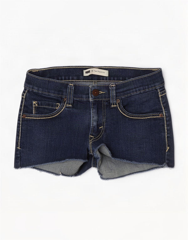 Levi's Womens 524 Super Low Denim Shorts US 3 Small W26 Navy Blue Cotton