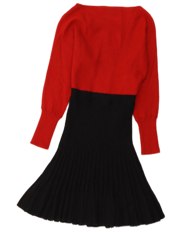 Luisa Spagnoli Womens Jumper Dress UK 12 Medium Red Colourblock Wool