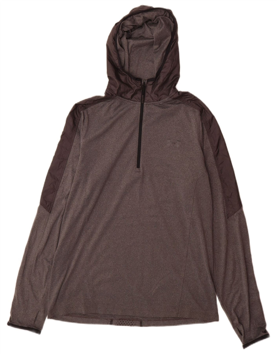Under Armour Mens Hooded Pullover Tracksuit Top Large Grey Colourblock