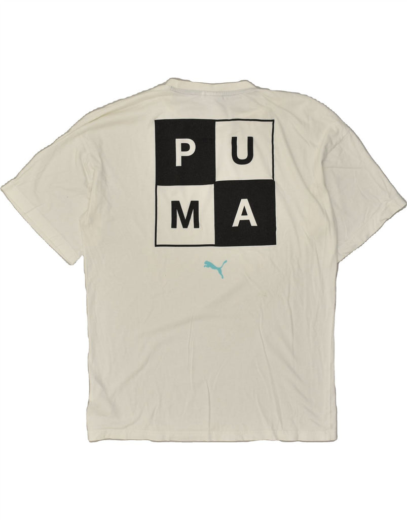 PUMA Mens Graphic T-Shirt Top Medium White Cotton | Vintage Puma | Thrift | Second-Hand Puma | Used Clothing | Messina Hembry 