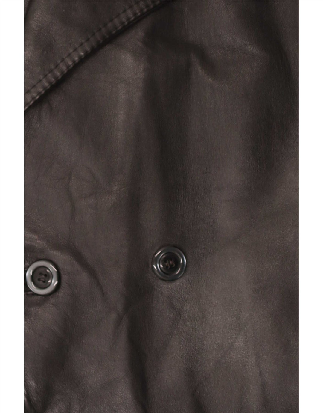 Vintage Mens Double Breasted Leather Coat UK 38 Medium Black