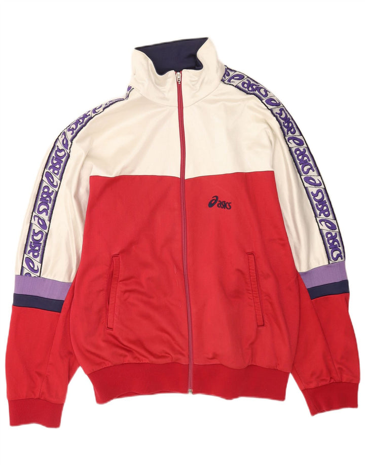 Asics Mens Graphic Tracksuit Top Jacket IT 52 Large Red Colourblock