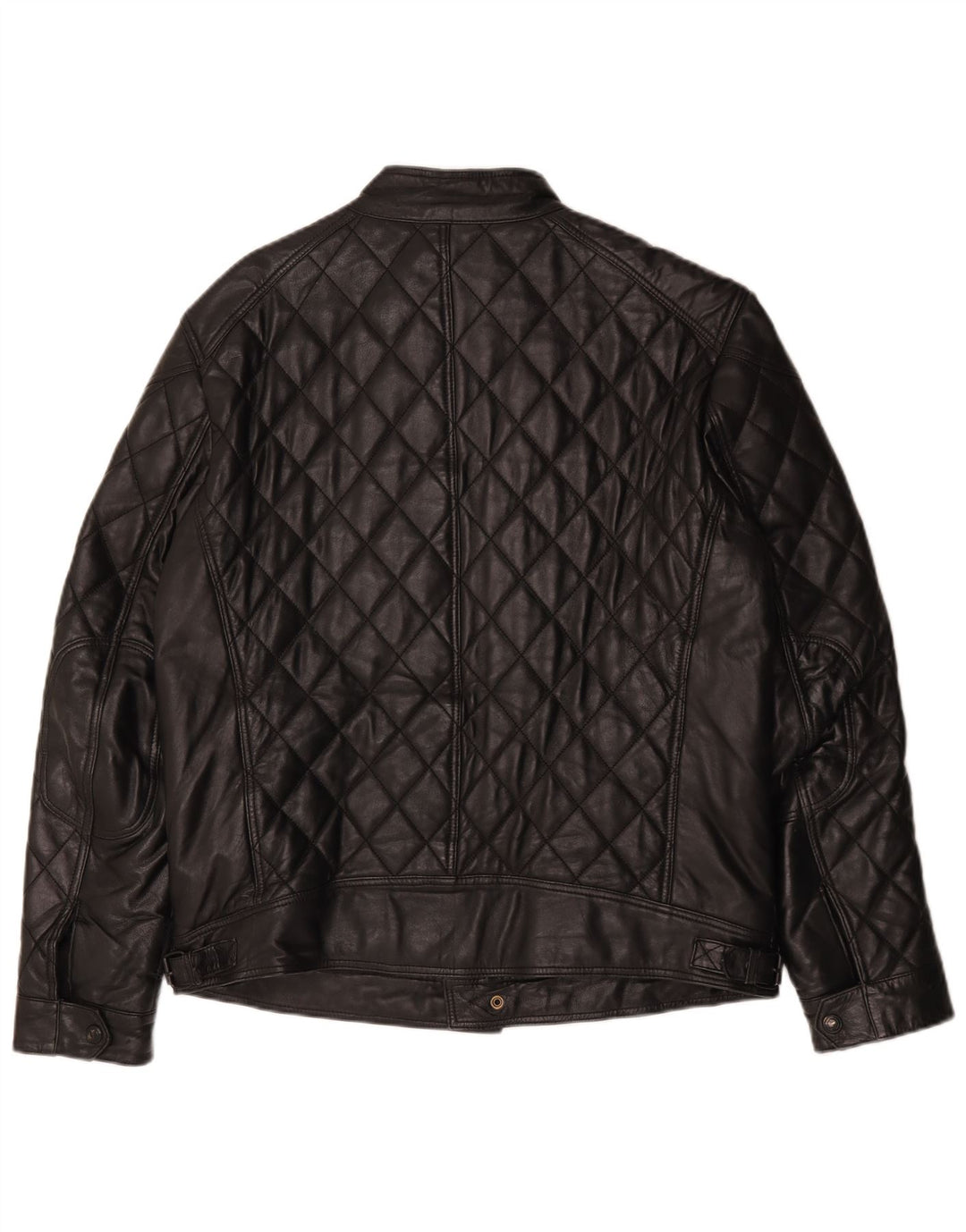 Vintage Mens Quilted Leather Jacket IT 50 Large Black Leather