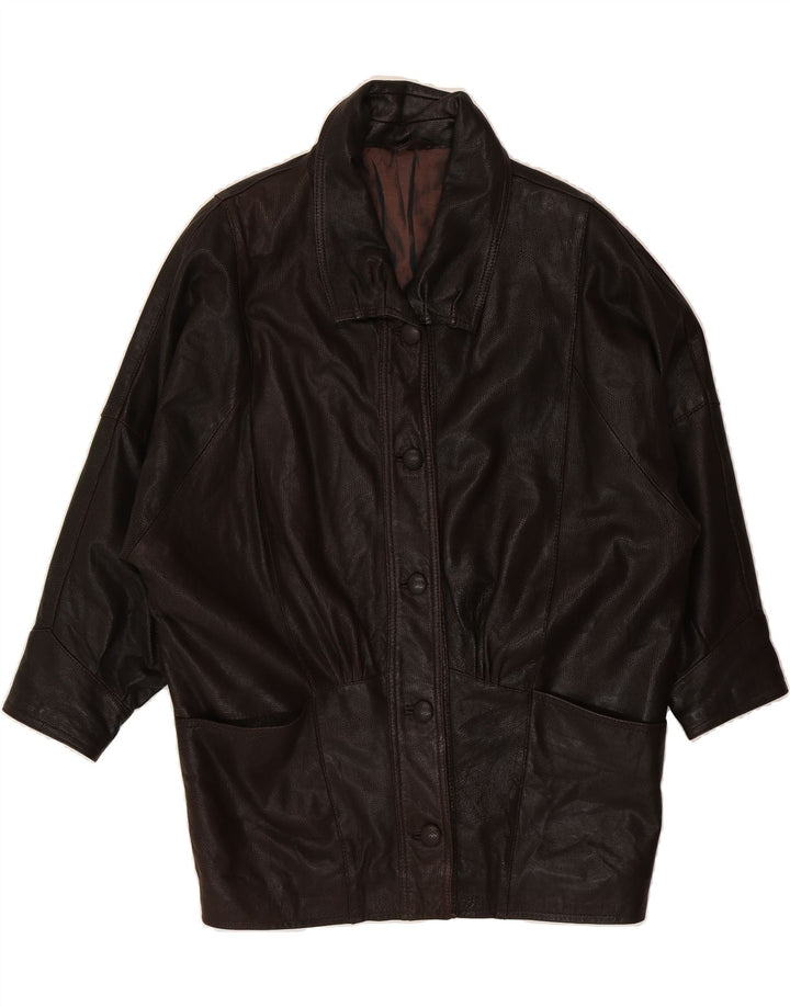 VINTAGE Womens Leather Coat EU 38 Medium Brown Leather Vintage Vintage and Second-Hand Vintage from Messina Hembry 