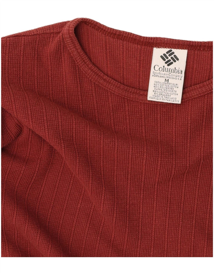 COLUMBIA Womens Top Long Sleeve UK 14 Medium Burgundy Cotton