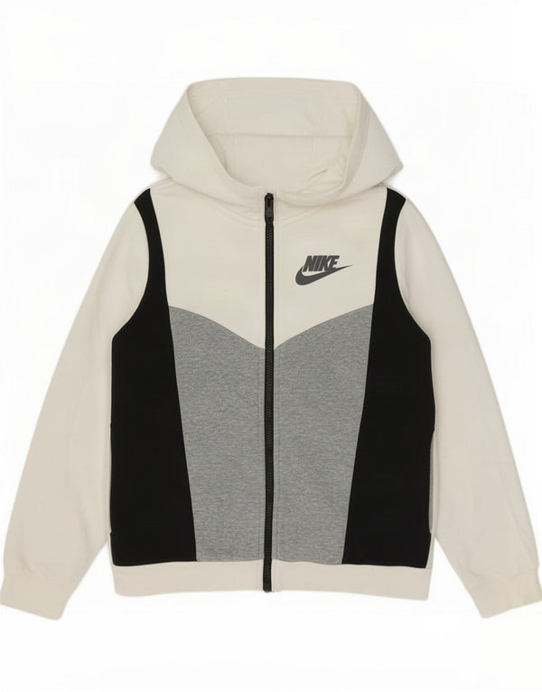 Nike Womens Zip Hoodie Sweater UK 16 Large White Colourblock Cotton