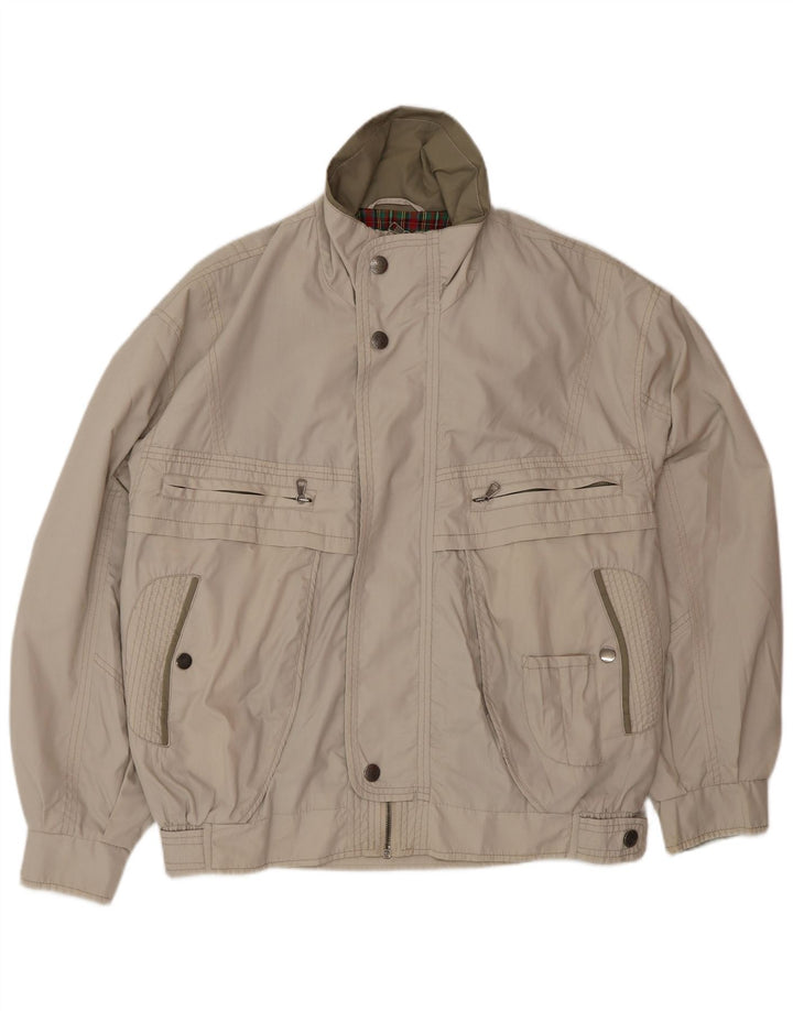 Vintage Mens Bomber Jacket IT 50 Large Beige Polyester