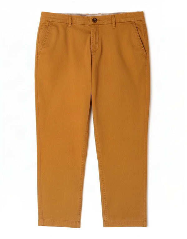 Fat Face Womens Crop Chino Trousers UK 12 Medium W32 L24 Beige Cotton