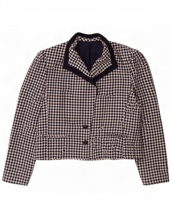 Mona Womens 2 Button Blazer Jacket UK 12 Medium Navy Blue Houndstooth