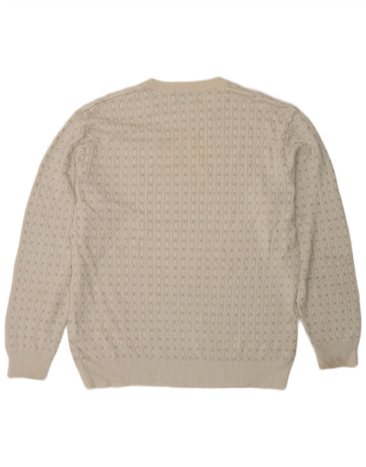 Marks & Spencer Mens Crew Neck Jumper Sweater Medium Off White Acrylic
