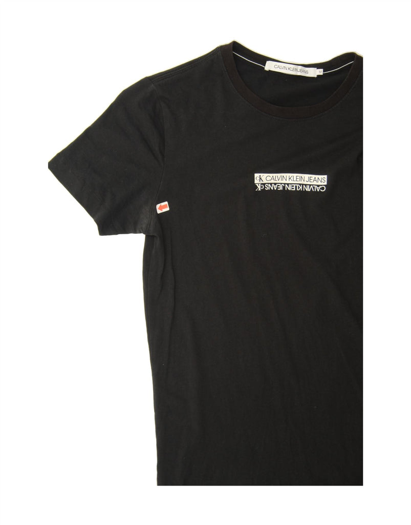 CALVIN KLEIN JEANS Womens Graphic T-Shirt Top UK 12 Medium Black Cotton Vintage Calvin Klein Jeans and Second-Hand Calvin Klein Jeans from Messina Hembry 