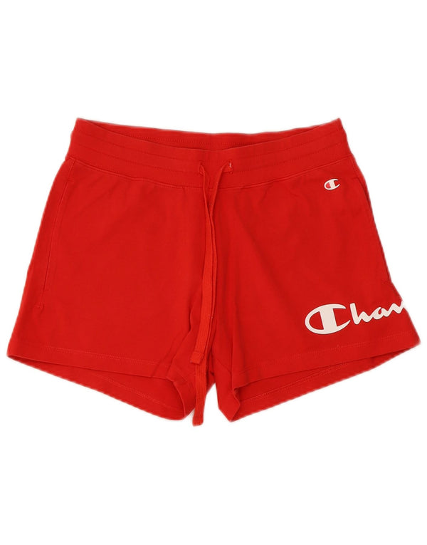 Champion Womens Graphic Sport Shorts UK 6 XS Red Cotton