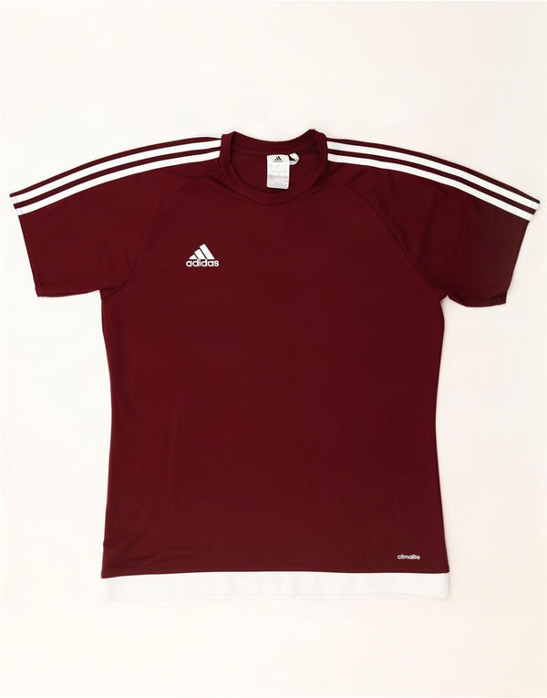 Adidas Mens Climalite T-Shirt Top Large Burgundy Colourblock Polyester