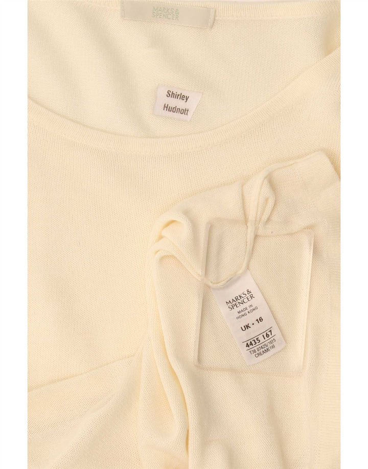 Marks & Spencer Womens Top Long Sleeve UK 16 Large Beige Acrylic