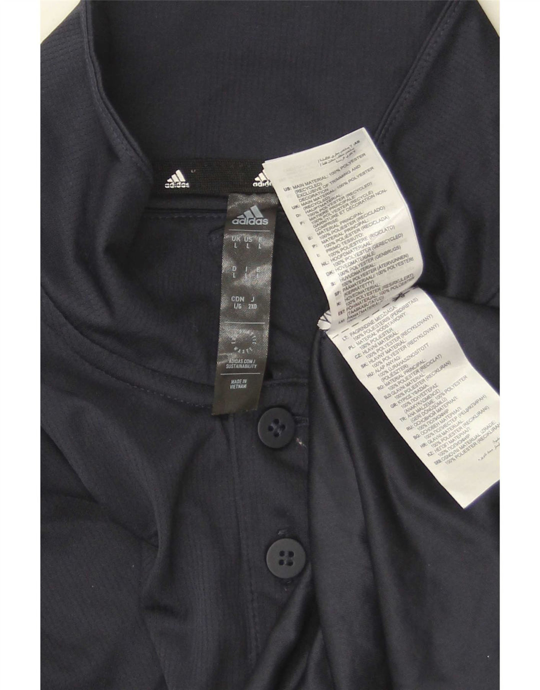 Adidas Mens Aeroready Polo Shirt Large Navy Blue Polyester