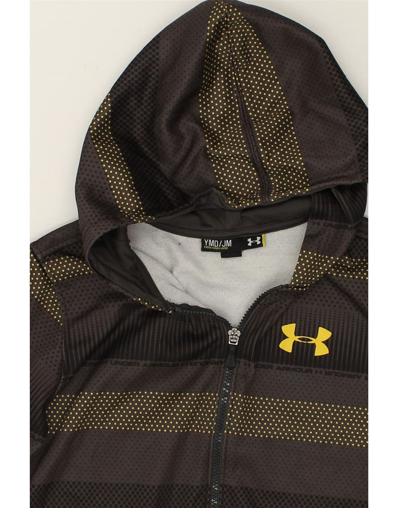 UNDER ARMOUR Boys Zip Hoodie Sweater 10-11 Years Medium Brown Striped | Vintage Under Armour | Thrift | Second-Hand Under Armour | Used Clothing | Messina Hembry 