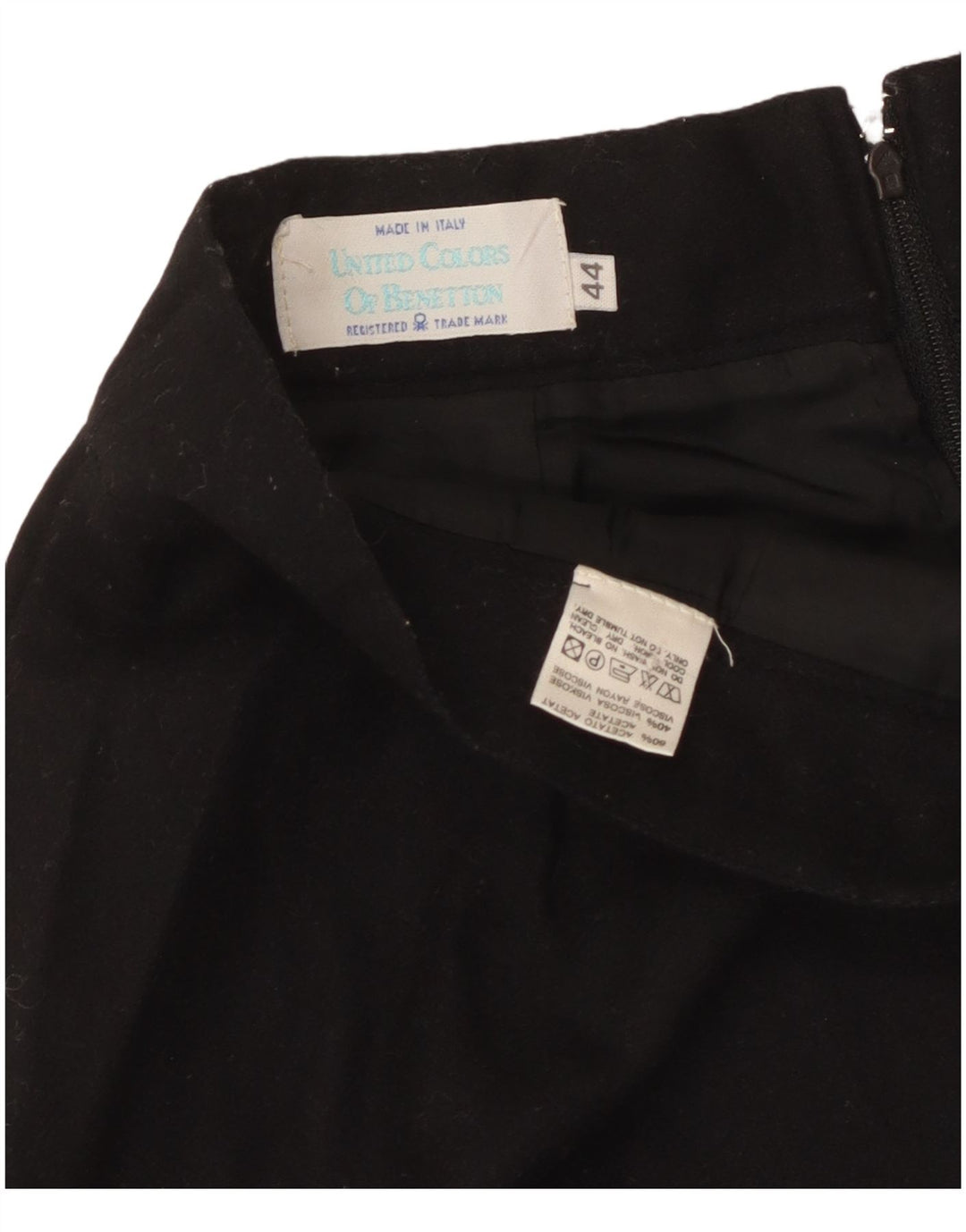 Benetton Womens Pencil Skirt IT 44 Medium W28 Black Acetate