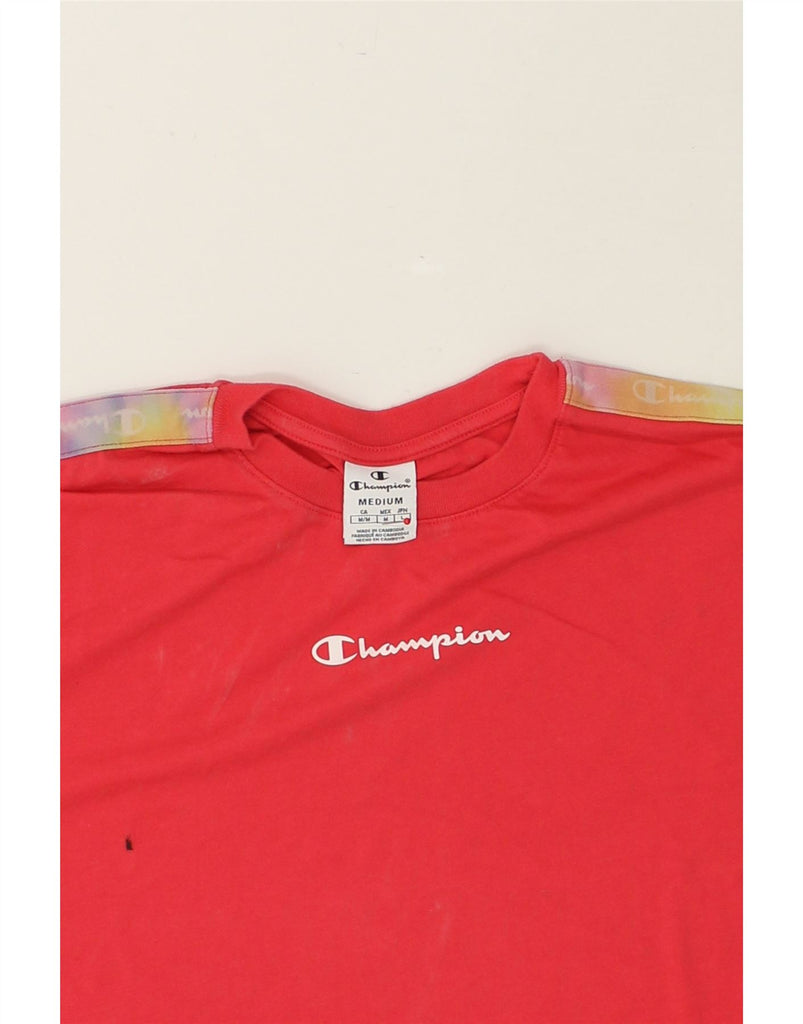 CHAMPION Womens Crop Graphic T-Shirt Top UK 14 Medium Red Cotton | Vintage Champion | Thrift | Second-Hand Champion | Used Clothing | Messina Hembry 