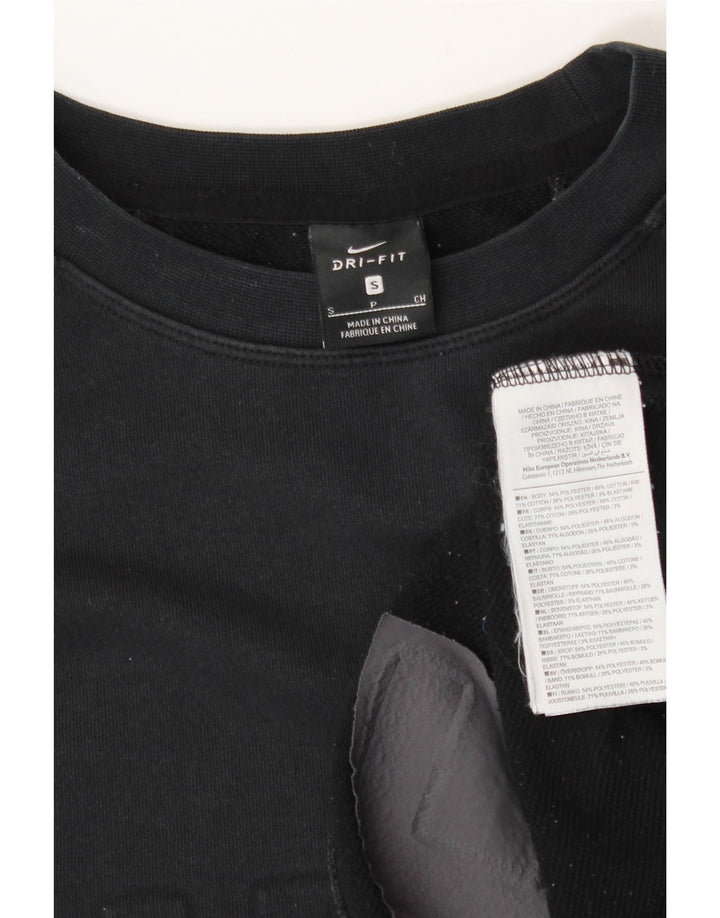NIKE Womens Oversized Crop Graphic Sweatshirt Jumper UK 10 Small Black