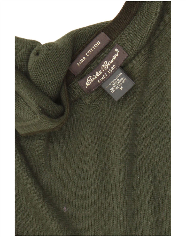 Eddie Bauer Mens V-Neck Jumper Sweater Medium Khaki Cotton