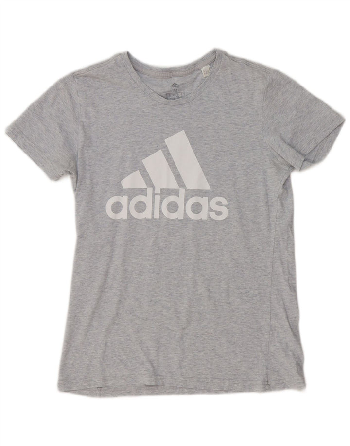 Adidas Womens Graphic T-Shirt Top UK 12/14 Medium Grey Flecked