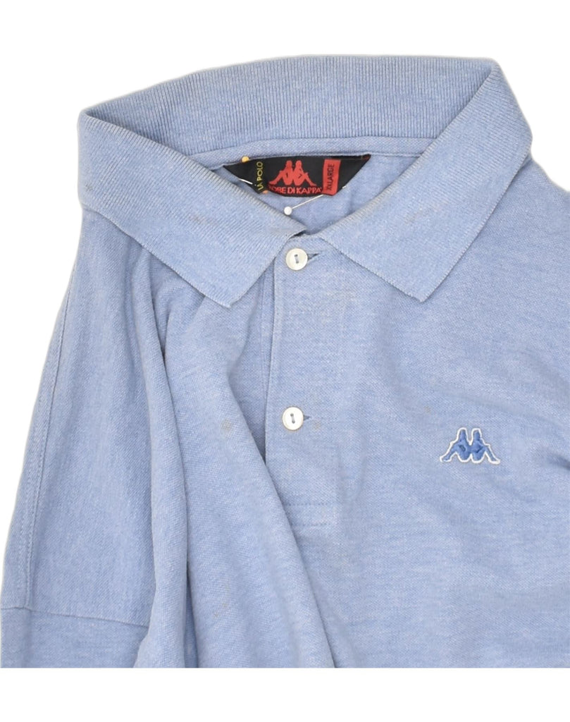 KAPPA Mens Long Sleeve Polo Shirt 2XL Blue Cotton | Vintage Kappa | Thrift | Second-Hand Kappa | Used Clothing | Messina Hembry 