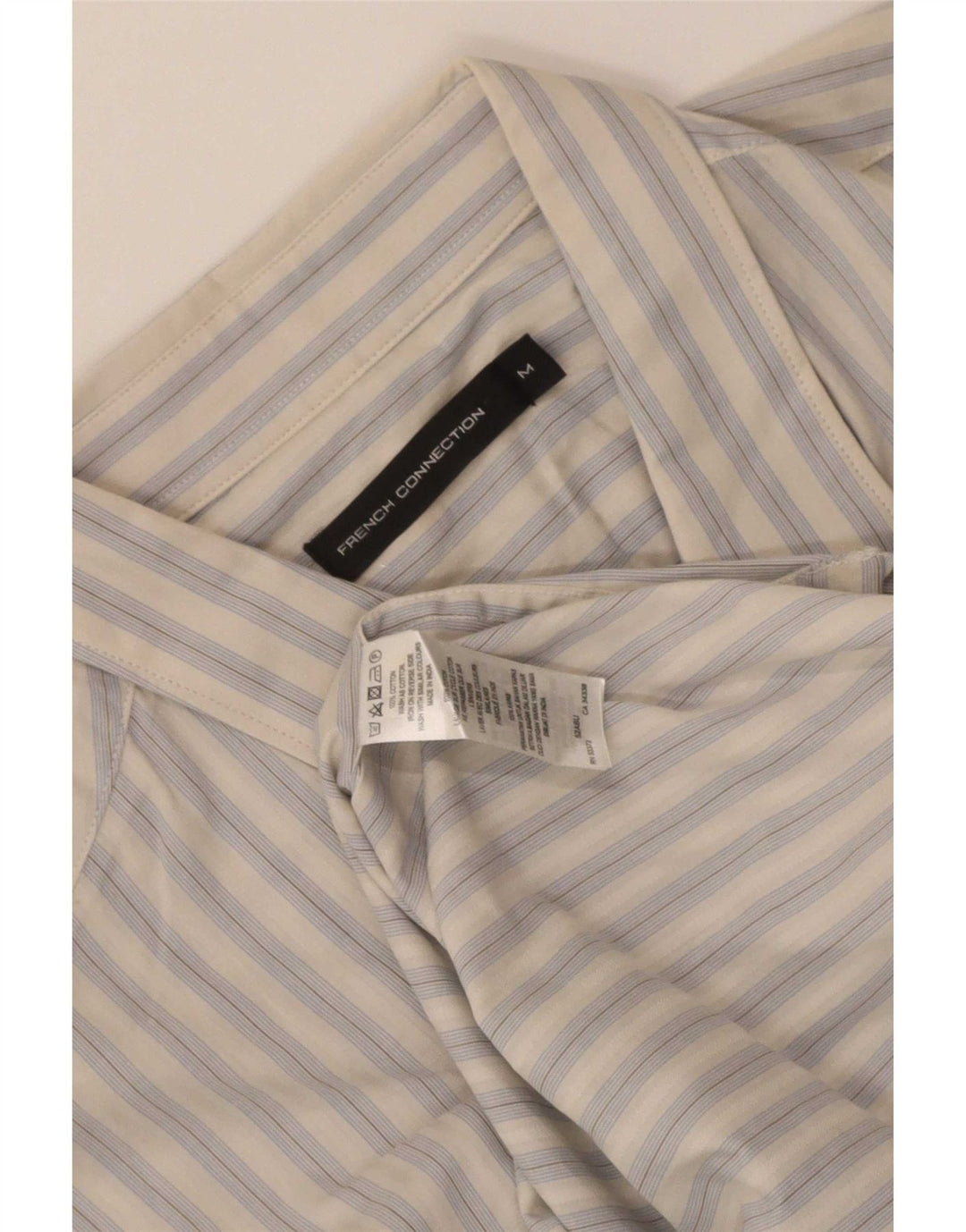 French Connection Mens Shirt Medium White Striped Cotton