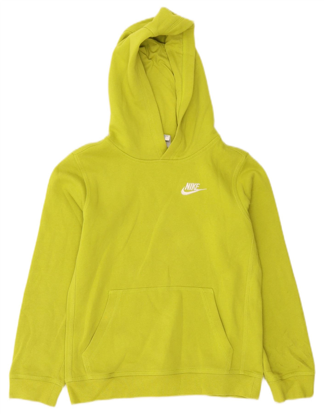 Nike Boys Hoodie Jumper 10-11 Years Medium Yellow Cotton